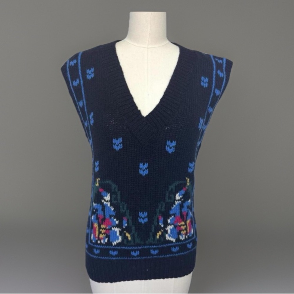 J. Christopher Sweater Vest Women's 100% Wool V Neck Christmas Ski Nordic Sz S